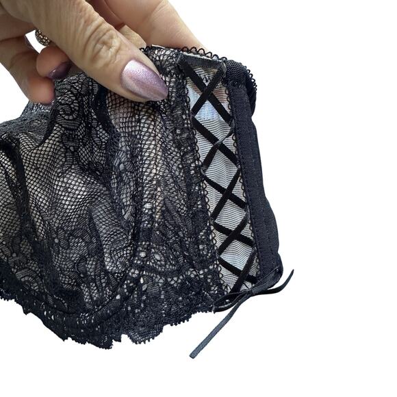 Adore Me Black Unlined Lace Bra Sexy Plus Size 40DDD - Picture 2 of 4